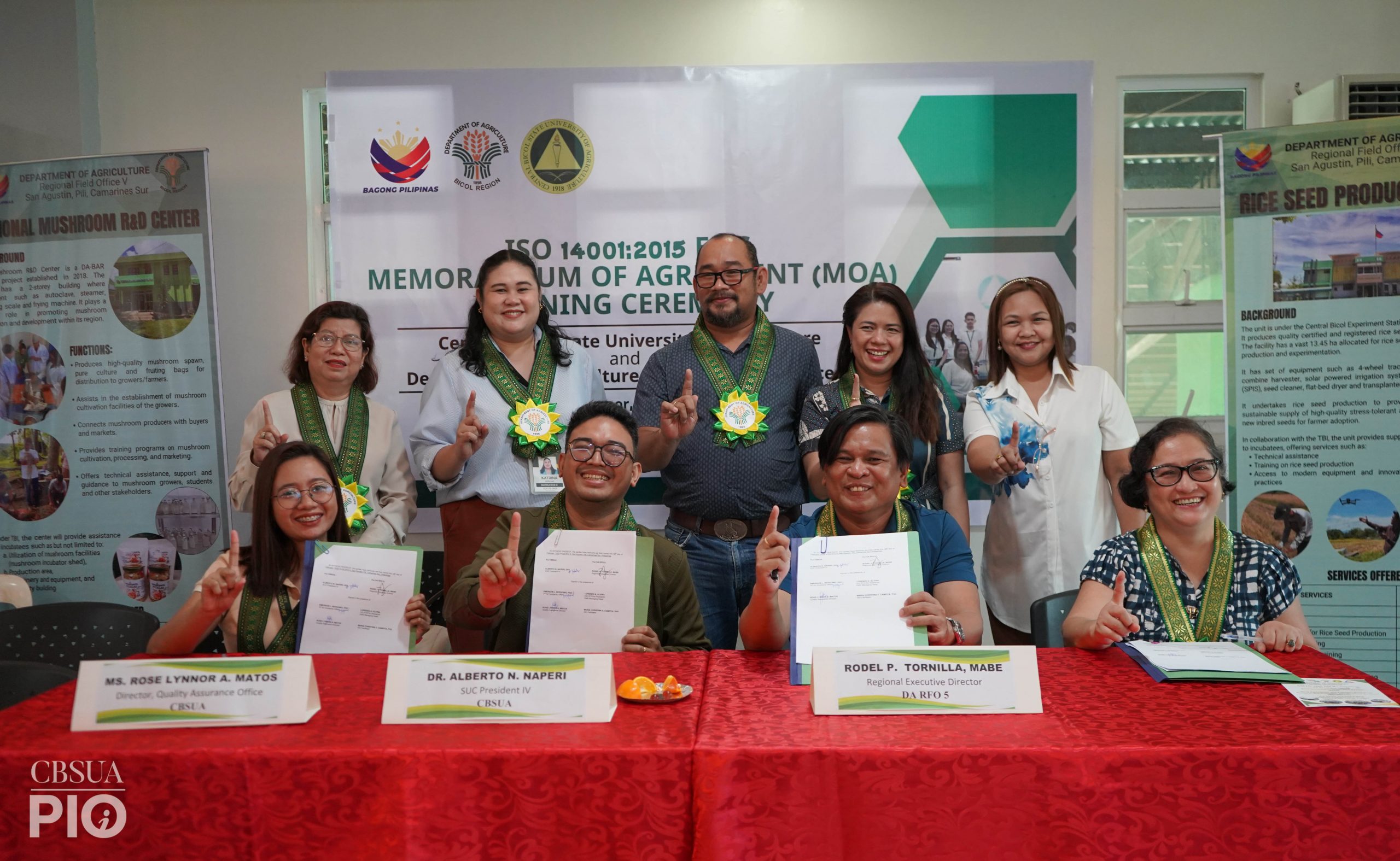 CBSUA INKS MOA WITH DA RFO 5 FOR ISO EMS, BAFRREDN