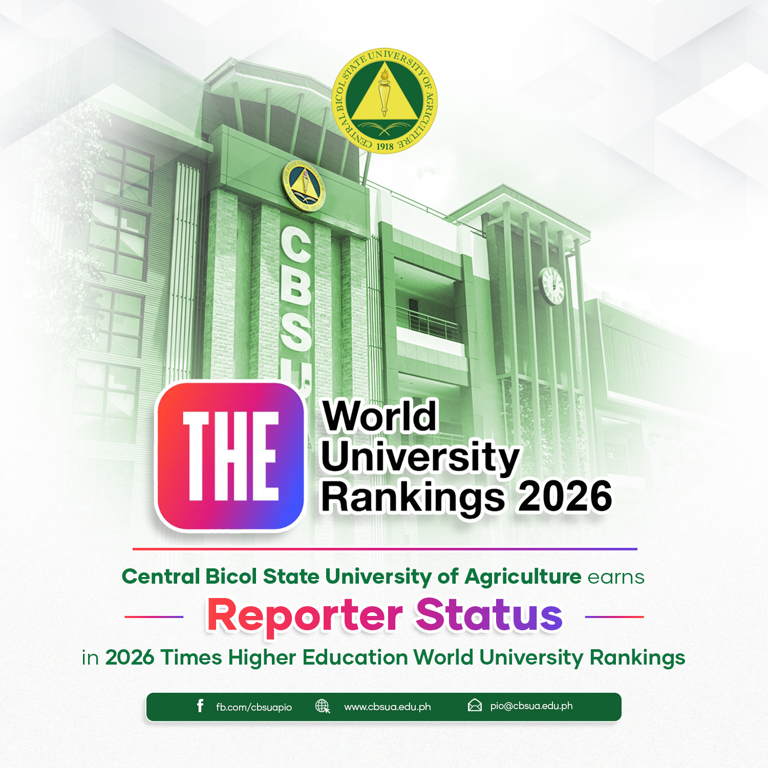 CBSUA EARNS REPORTER STATUS IN THE WUR 2026